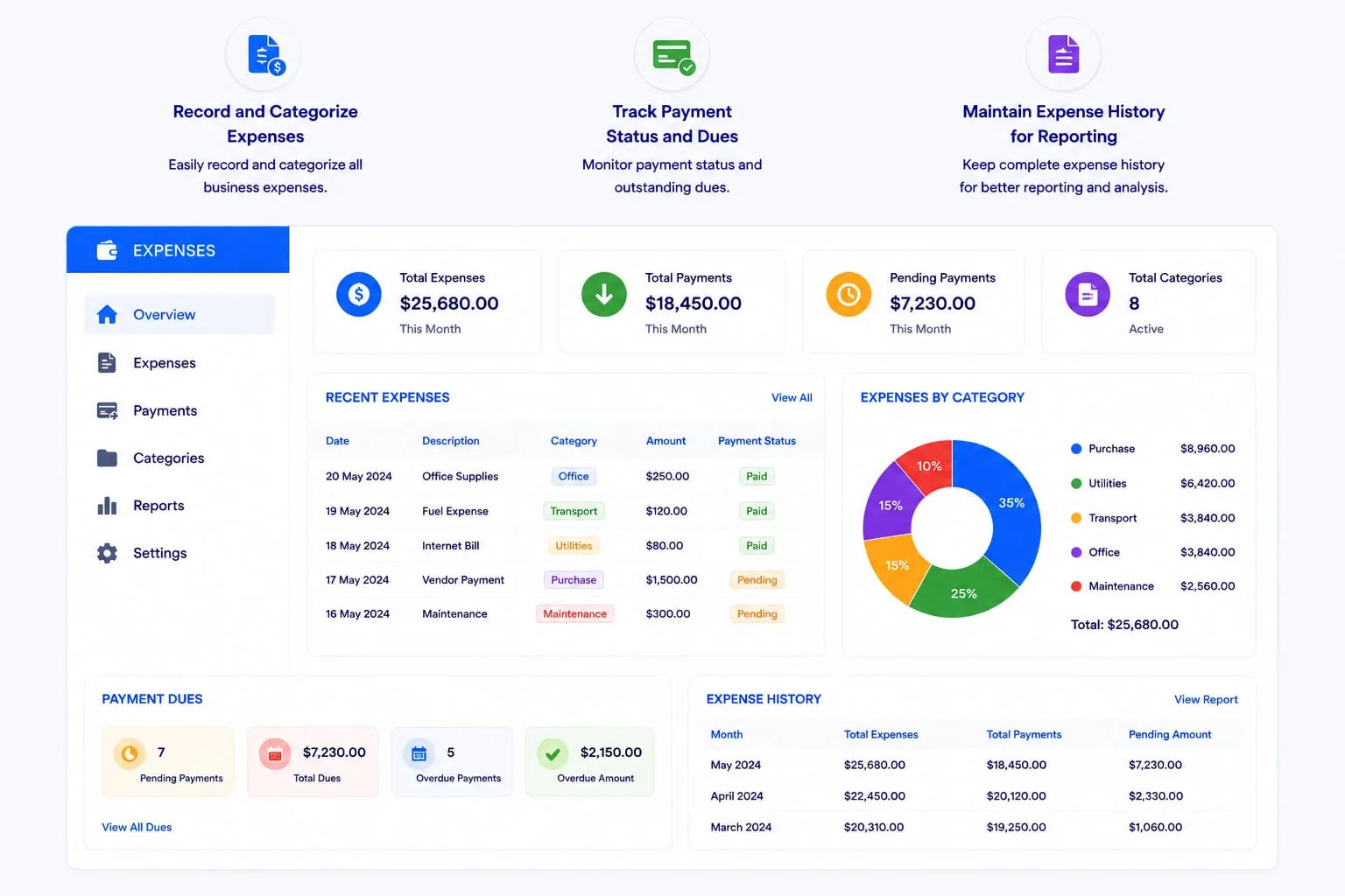 Manage expenses and payments