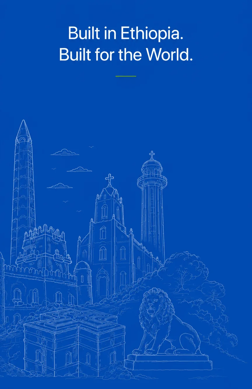 EVM ERP — Built in Ethiopia — Addis Ababa skyline mobile